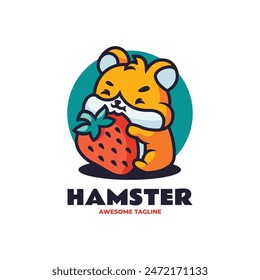Vector Logo Illustration Hamster Mascot Cartoon Style.
