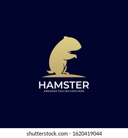 Vector Logo Illustration Hamster Silhouette Style