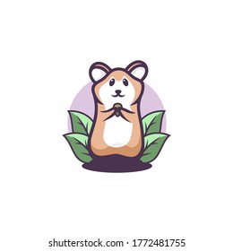 Vector Logo Illustration Hamster Simple Mascot Style.