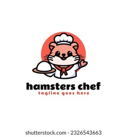 Vector Logo Illustration Hamsters Chef Mascot Cartoon Style.