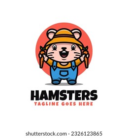 Ilustración con logotipo vectorial Hamsters con estilo de caricatura mascota. 