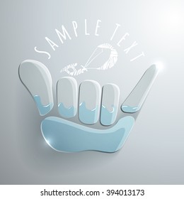 vector logo illustration hand symbol shaka kite vector logotype