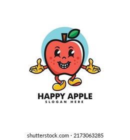 Ilustración con el logotipo del vector Feliz logotipo de la caricatura de la mascota de Apple.