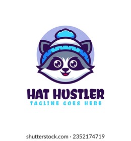 Vector Logo Illustration Hat Hustler Mascot Cartoon Style.