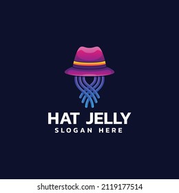 Vector Logo Illustration Hat Jelly Gradient Colorful Style.