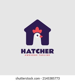 Vector Logo Illustration Hatcher Simple Mascot Style.
