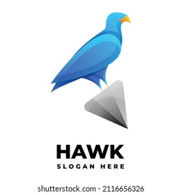 Vector Logo Illustration Hawk Gradient Colorful Style.