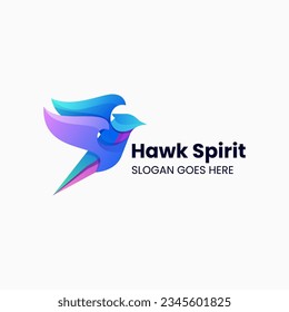 Logo del vector Ilustración Estilo de color gradiente de halcón