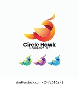 Vector Logo Illustration Hawk Gradient Colorful Style
