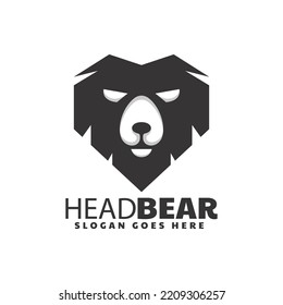 Estilo de la silueta del oso de la cabeza de la ilustración del logotipo del vector.
