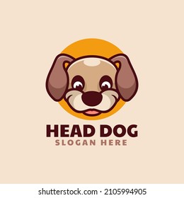 Vector Logo Illustration Head Dog Simple Mascot Style.