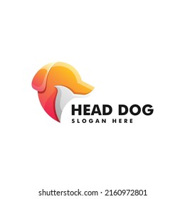 Vector Logo Illustration Head Dog Gradient Colorful Style.