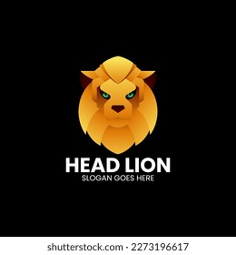 Vector Logo Illustration Head Lion Gradient Colorful Style