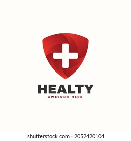 Ilustración del logotipo vectorial Estilo de color gradiente saludable.