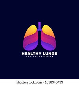 Ilustración con logotipo vector Estilo de color gradiente de pulmones sanos.