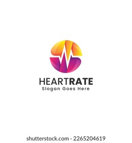 Logo Vector Ilustración Estilo de color gradiente de frecuencia cardíaca