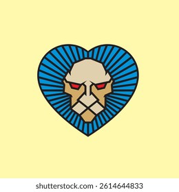 vector logo illustration of a heart-shaped lion head