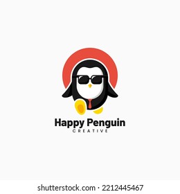 Vector Logo Illustration Hello Penguin Mascot Cartoon Style