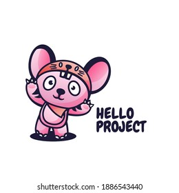 Vector Logo Illustration Hello Project Mascot Cartoon Colorful Style.