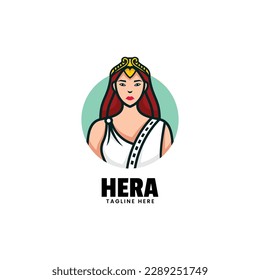 Vector Logo Illustration Hera Mascot Cartoon Style.