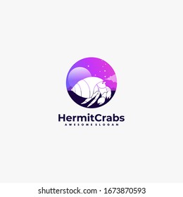 Vector Logo Illustration Hermit Crabs Silhouette Style.
