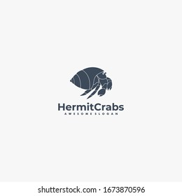Vector Logo Illustration Hermit Crabs Silhouette Style 