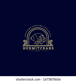 Vector Logo Illustration Hermit Crabs Vintage Badge Style.