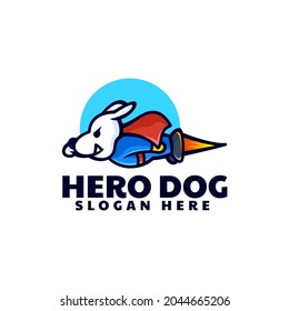 Vector Logo Illustration Hero Dog Mascot Cartoon Style.