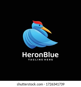 Vector Logo Illustration Heron Gradient Colorful Style.