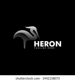 Vector Logo Illustration Heron Gradient Colorful Style.
