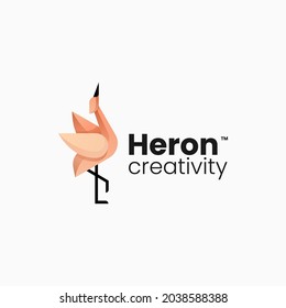 Vector Logo Illustration Heron Gradient Colorful Style.