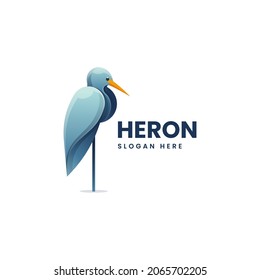 Vector Logo Illustration Heron Gradient Colorful Style.