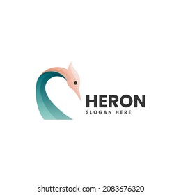 Vector Logo Illustration Heron Gradient Colorful Style.