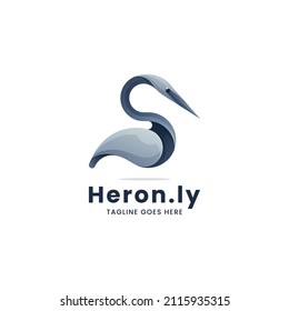 Vector Logo Illustration Heron Gradient Colorful Style.