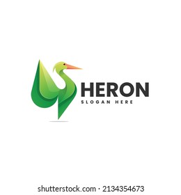 Vektorlogo Illustration Heron Farbverlauf-Stil.