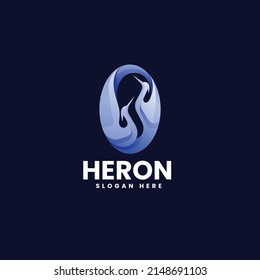 Vector Logo Illustration Heron Gradient Colorful Style.