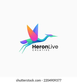 Vector Logo Illustration Heron Gradient Colorful Style