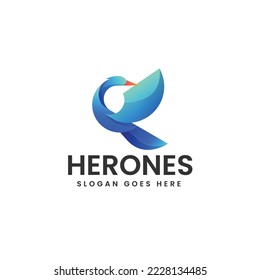 Vector Logo Illustration Heron Gradient Colorful Style