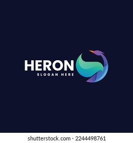 Vector Logo Illustration Heron Gradient Colorful Style