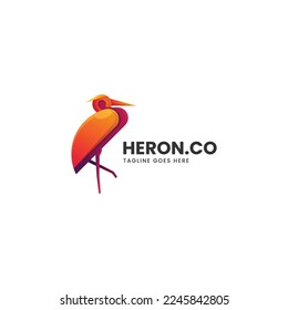 Vector Logo Illustration Heron Gradient Colorful Style.
