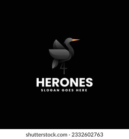 Vector Logo Illustration Heron Gradient Colorful Style
