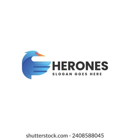 Vector Logo Illustration Heron Gradient Colorful Style