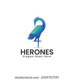 Vector Logo Illustration Heron Gradient Colorful Style