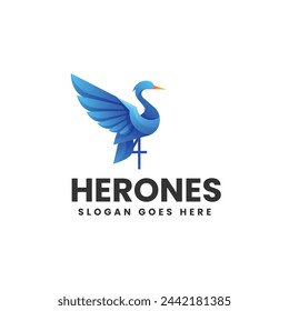 Vector Logo Illustration Heron Gradient Colorful Style
