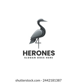 Vector Logo Illustration Heron Gradient Colorful Style