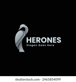 Vector Logo Ilustración Heron Gradient Colorido Estilo