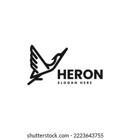 Vector Logo Illustration Heron Line Art Style