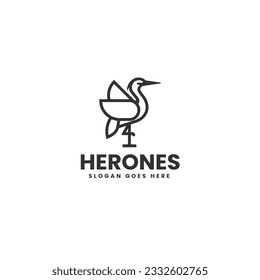 Vektorlogo Illustration Heron Line Art Style
