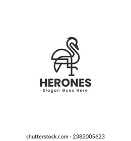 Vector Logo Illustration Heron Line Art Style