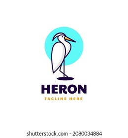 Logo Vector Ilustración Estilo Mascota Simple Heron.